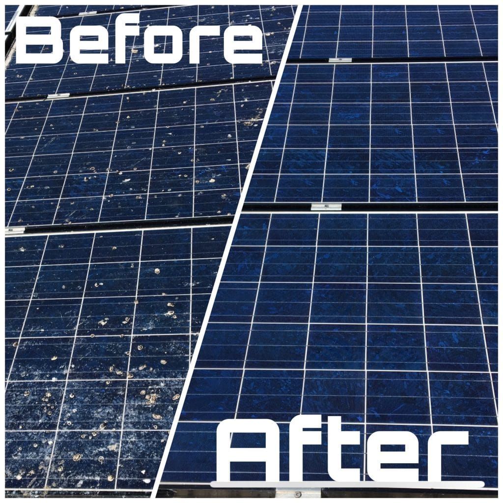 Comparative Photos of Solar Panel Cleaning by Solar Sparkle in Anaheim Hills, Orange County, California.